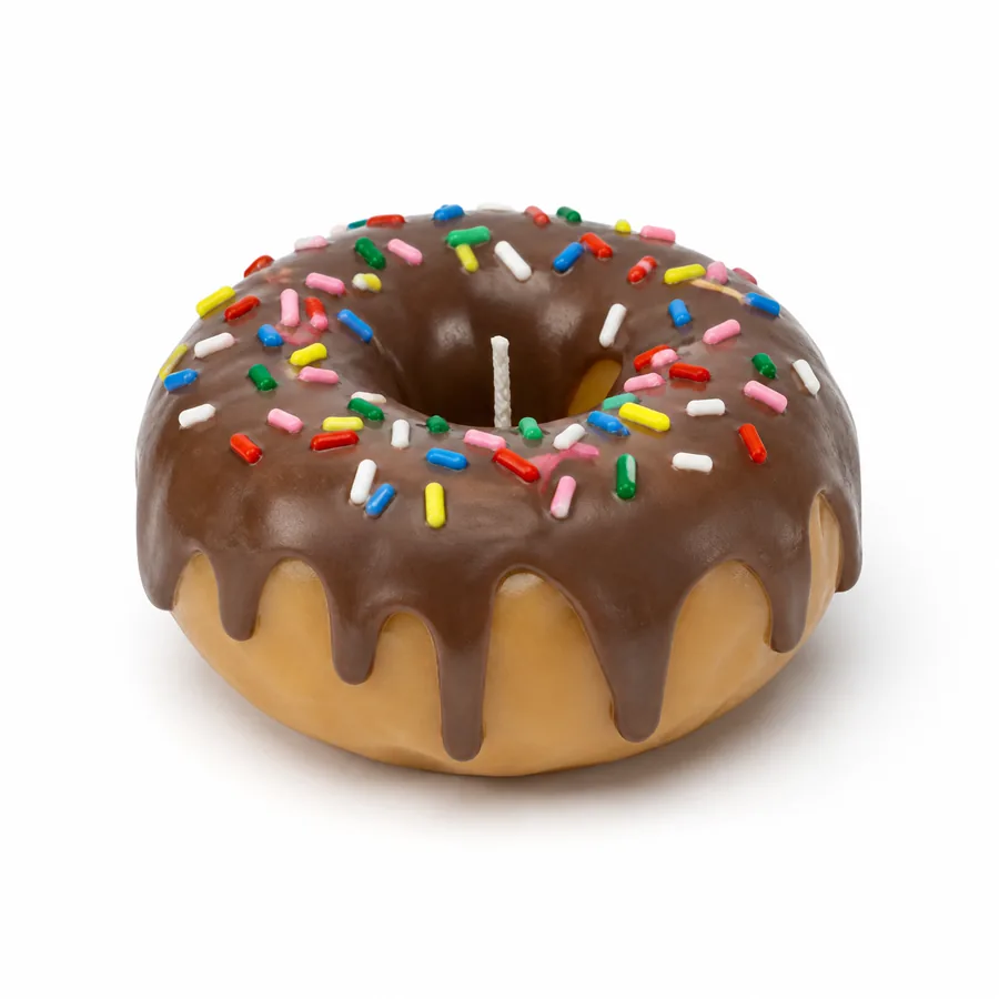 Vela donut com cobertura e decoração