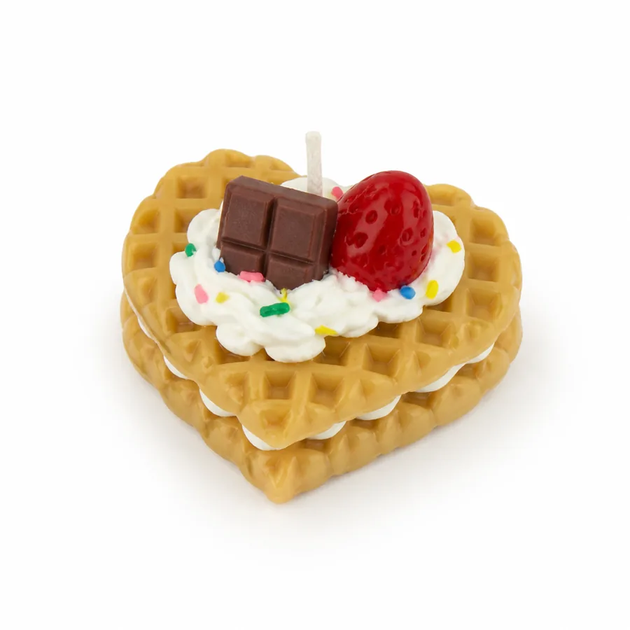 Vela waffle em formato de coração